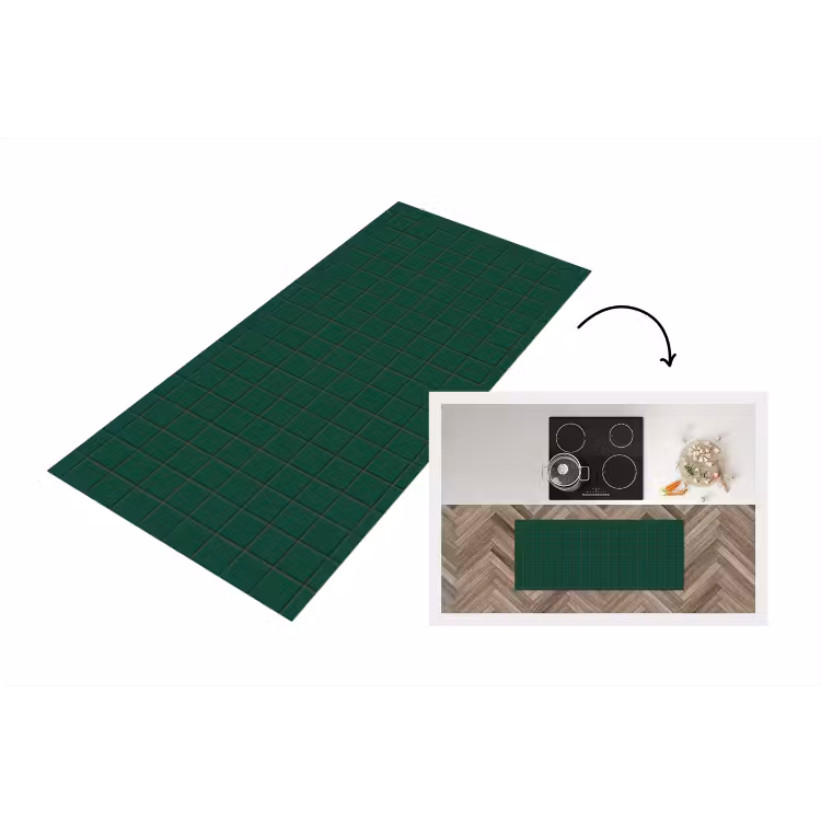 Patroon - Tegels - Dennen - Groen Keukenloper - keukenmat middel 536 -3d