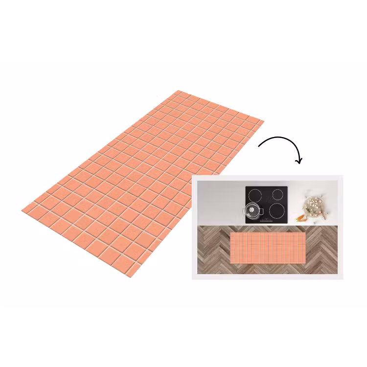 Patroon - Tegels - Perzik Keukenloper - keukenmat middel 536 -3d
