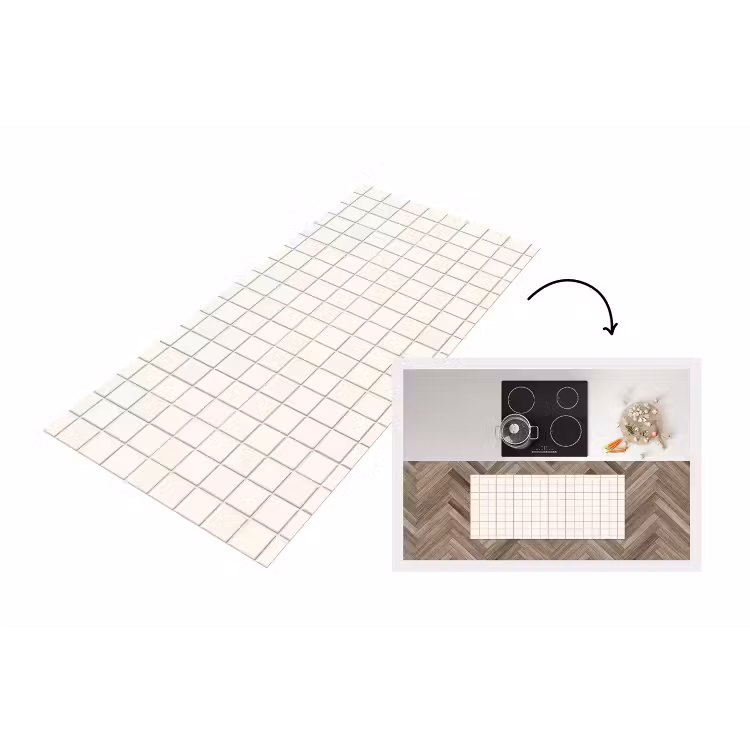 Patroon - Tegels - Wit Keukenloper - keukenmat middel 536 -3d