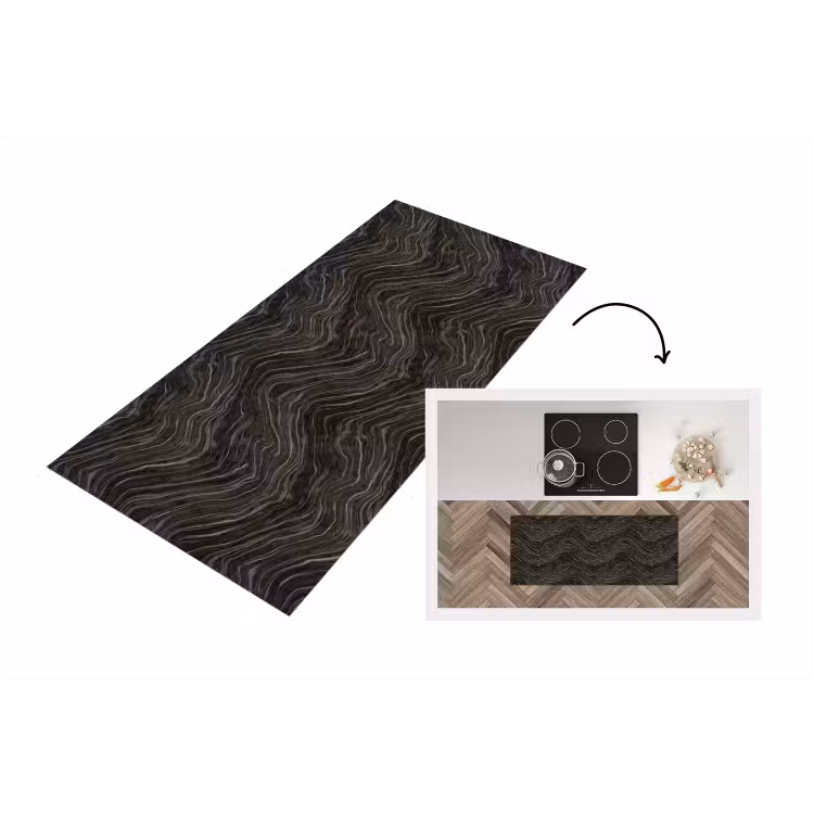 Patroon - Contrast - Antraciet Keukenloper - keukenmat middel 536 -3d