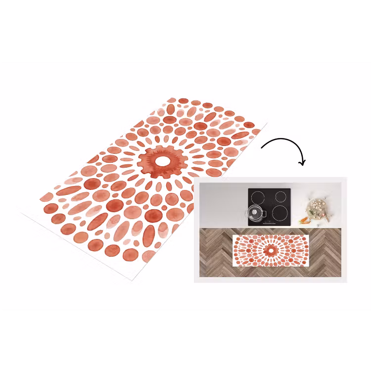 Patroon - Cirkels - Abstract - Modern - Rood Keukenloper - keukenmat middel -3d