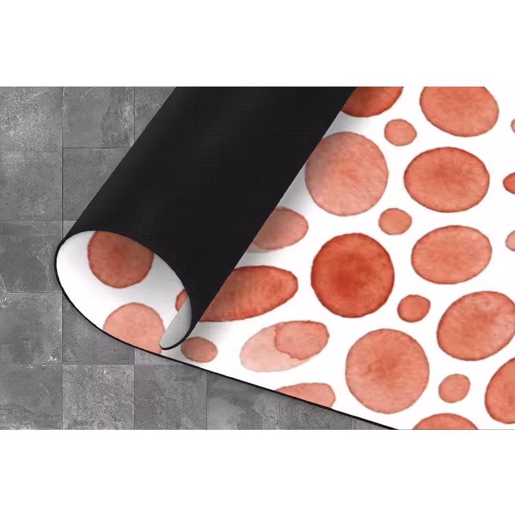 Patroon - Cirkels - Abstract - Modern - Rood Keukenloper - keukenmat middel -closeup