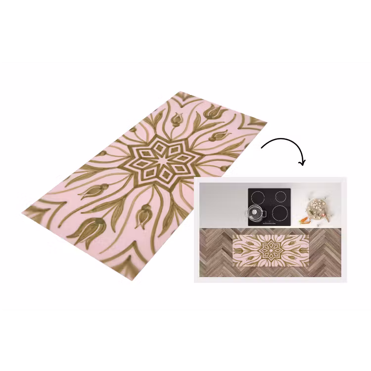 Patroon - Mandala - Decoratie - Abstract - Groen Keukenloper - keukenmat middel -3d