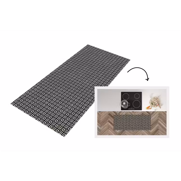 Patroon - Marmer - Zwart Keukenloper - keukenmat middel 536 -3d