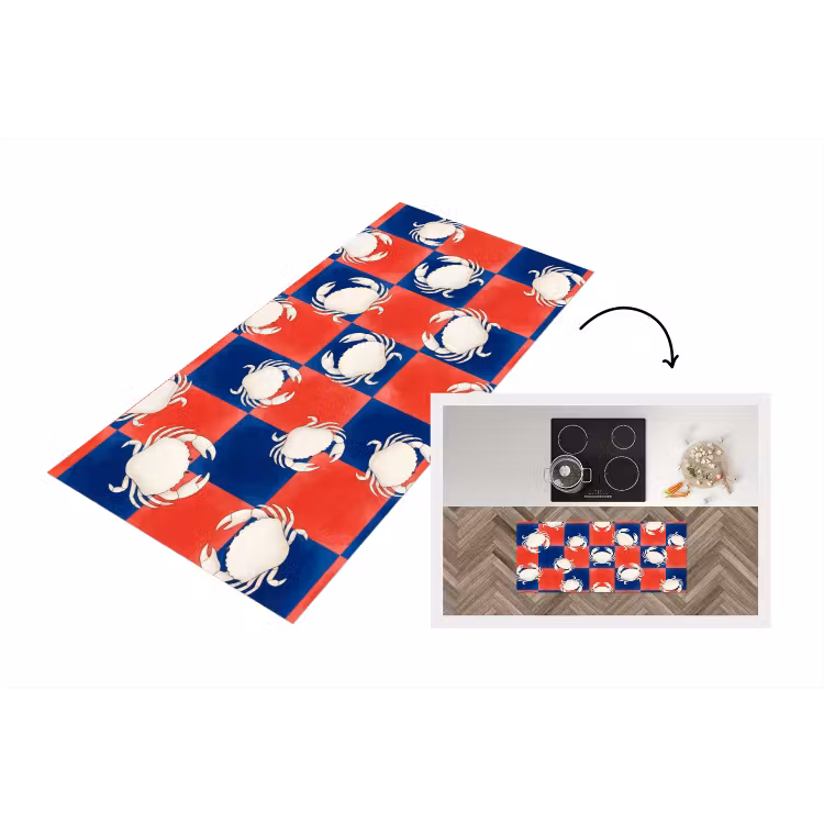 Patroon - Zeeleven - Rood - Blauw - Abstract Keukenloper - keukenmat middel -3d
