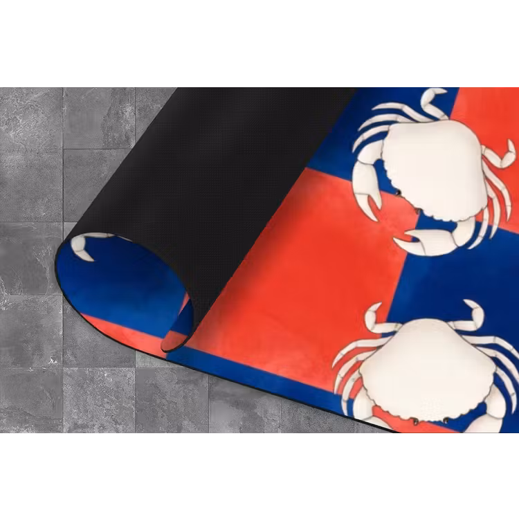 Patroon - Zeeleven - Rood - Blauw - Abstract Keukenloper - keukenmat middel -closeup
