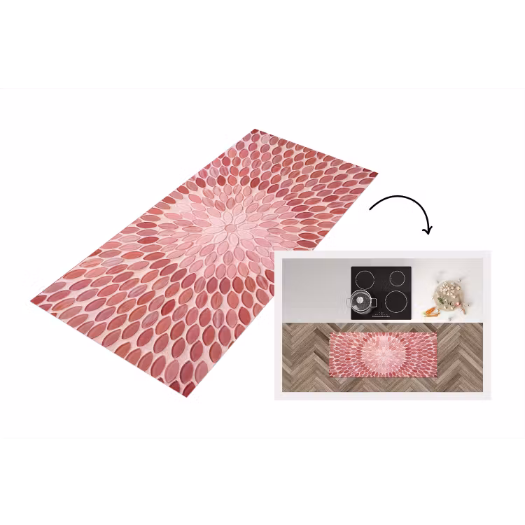 Patroon - Mozaïek - Ovaal - Abstract - Roze Keukenloper - keukenmat middel -3d
