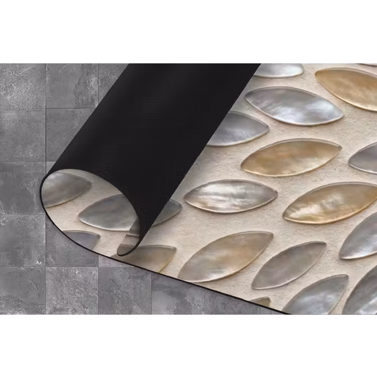 Patroon - Ovaal - Glanzend - Abstract - Beige Keukenloper - keukenmat middel -closeup