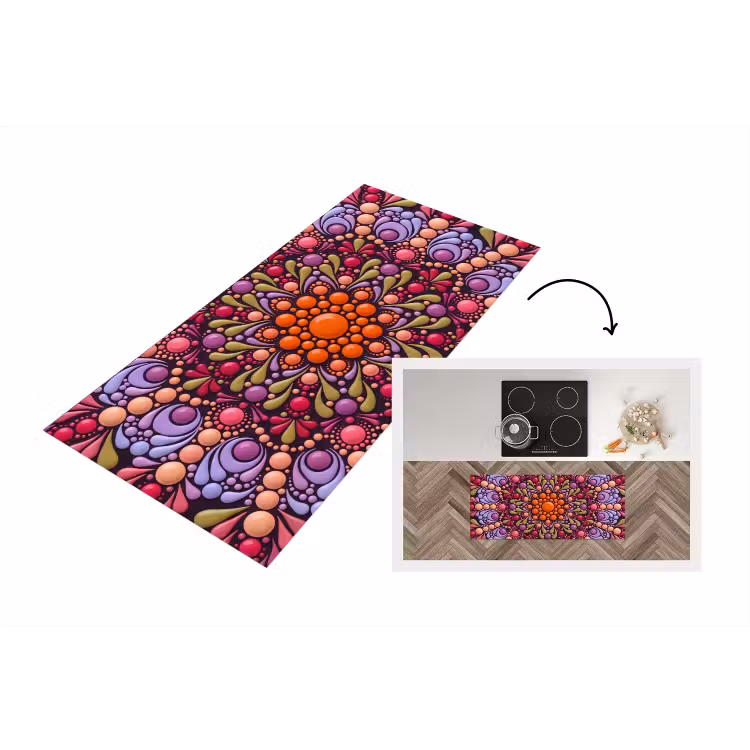 Patroon - Stippen - Abstract - Modern - Kleurrijk Keukenloper - keukenmat middel -3d