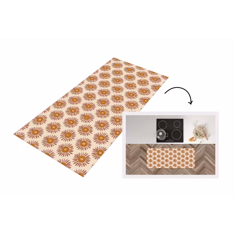 Patroon - Retro - Bruin Keukenloper - keukenmat middel 536 -3d