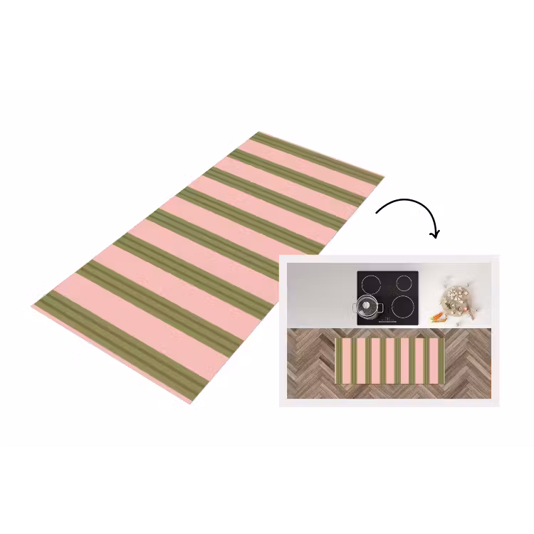 Patroon - Strepen - Abstract - Roze - Groen Keukenloper - keukenmat middel -3d