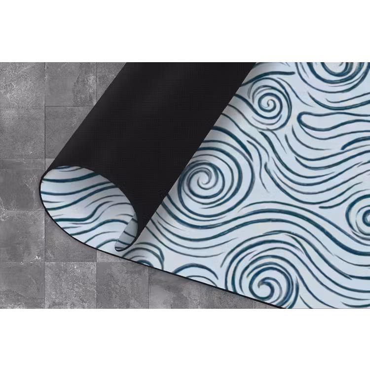 Patroon - Golven - Abstract - Modern - Blauw Keukenloper - keukenmat middel -closeup