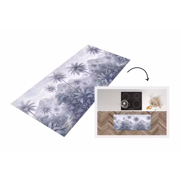 Natuur - Boom - Tropisch - Landschap - Blauw Keukenloper - keukenmat middel -3d
