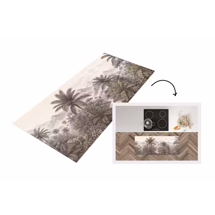Natuur - Bergen - Rivier - Tropisch - Vintage Keukenloper - keukenmat middel -3d