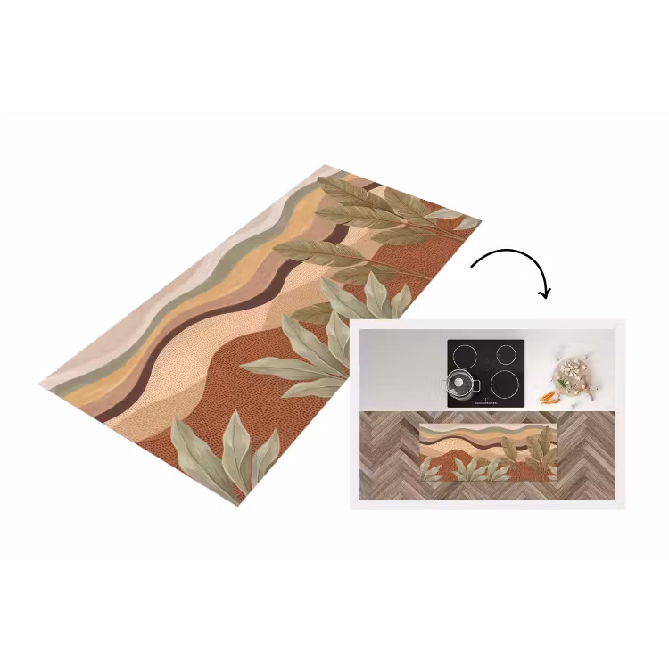 Natuur - Bladeren - Landschap - Abstract - Aardetinten Keukenloper - keukenmat middel -3d
