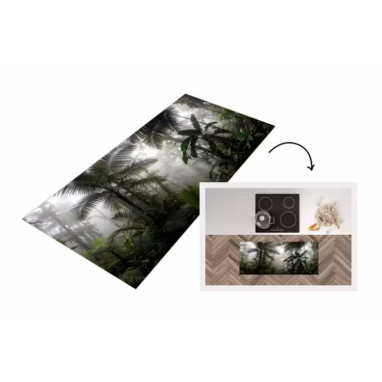 Natuur - Jungle - Mist - Groen - Bladeren Keukenloper - keukenmat middel -3d