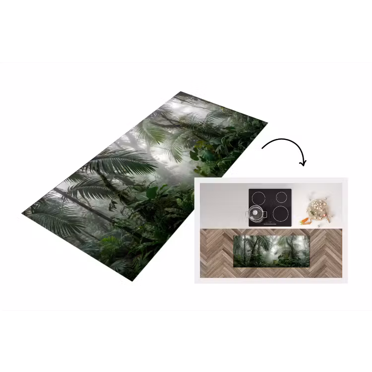 Natuur - Jungle - Mist - Tropisch - Groen Keukenloper - keukenmat middel -3d