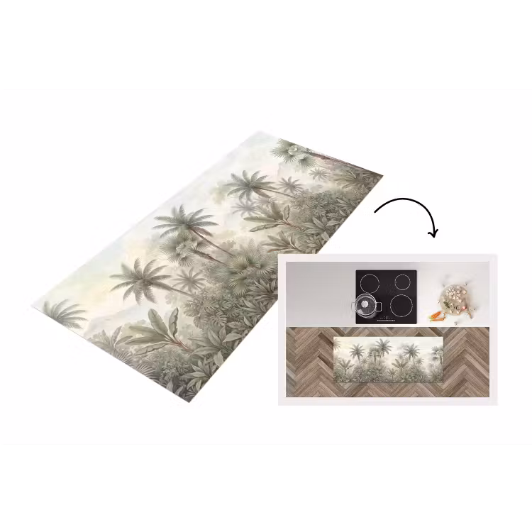 Natuur - Tropisch bos - Landschap - Aquarel - Groen Keukenloper - keukenmat middel -3d