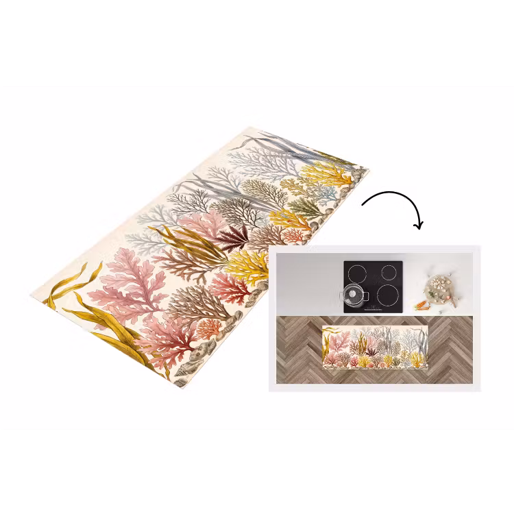 Natuur - Onderwater - Botanisch - Vintage - Kleurrijk Keukenloper - keukenmat middel -3d