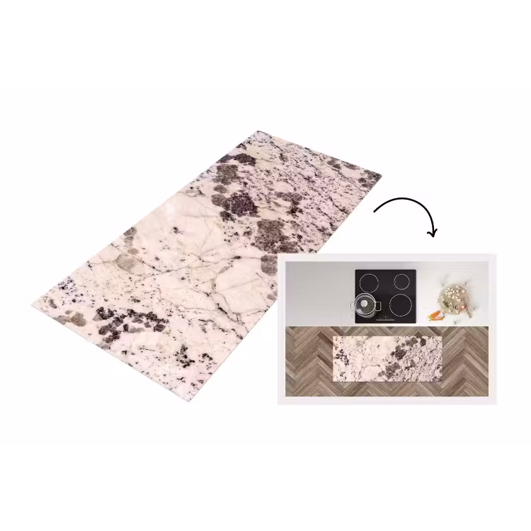 Natuursteen - Patroon - Abstract - Beige - Grijs Keukenloper - keukenmat middel -3d