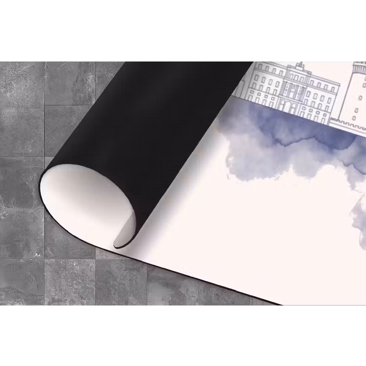 Napels - Skyline - Italie - Lijntekening - Aquarel Keukenloper - keukenmat middel -closeup