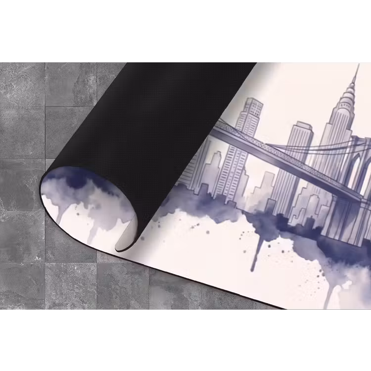 New York - Vrijheidsbeeld - Skyline - Illustratie - Blauw Keukenloper - keukenmat middel -closeup