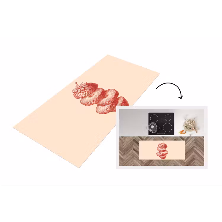Fruit - Gesneden - Illustratie - Rood - Vintage Keukenloper - keukenmat middel -3d