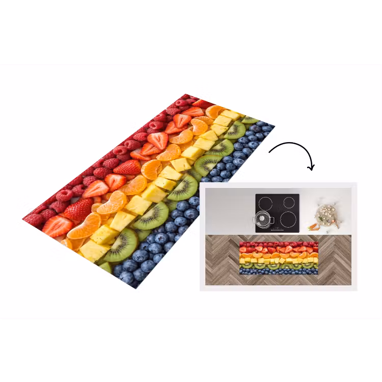 Fruit - Regenboog - Gezond - Kleurrijk Keukenloper - keukenmat middel -3d