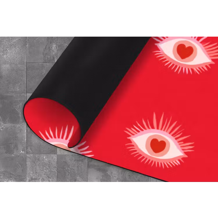 Ogen - Hart - Abstract - Rood - Roze Keukenloper - keukenmat middel 536 -closeup