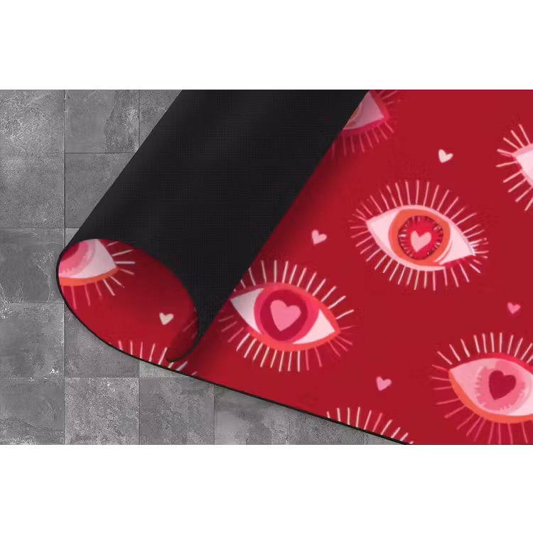 Ogen - Patroon - Roze - Donkerrood Keukenloper - keukenmat middel 536 -closeup