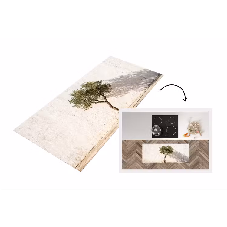 Küchenläufer - Olivenbaum – Wand – weiß - Olijfboom - muur - wit Keukenloper - keukenmat middel