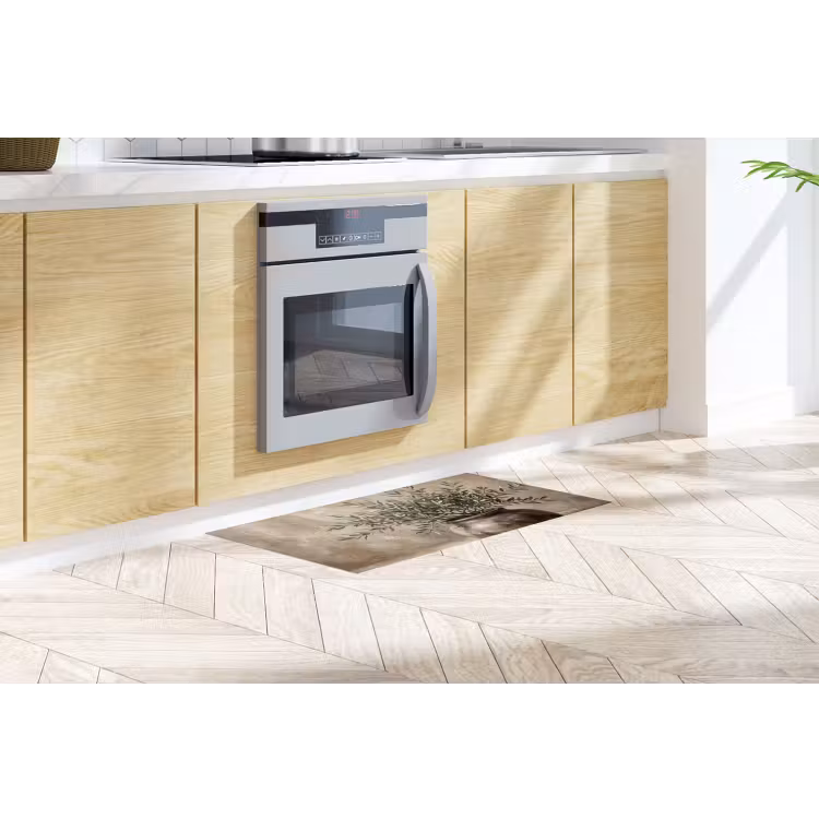 Olijfplant - Aardenpot - Abstract - Beige Keukenloper - keukenmat middel -sfeer2