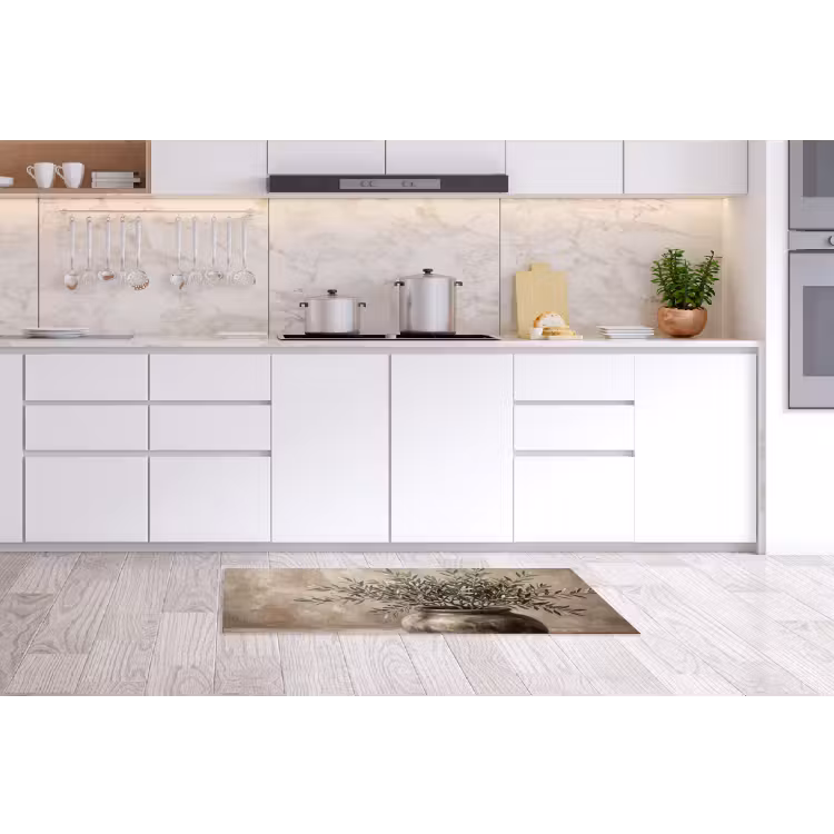 Olijfplant - Aardenpot - Abstract - Beige Keukenloper - keukenmat middel -sfeer3