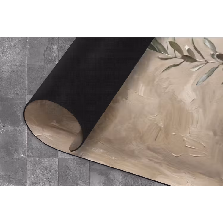Olijfplant - Aardenpot - Abstract - Beige Keukenloper - keukenmat middel -closeup