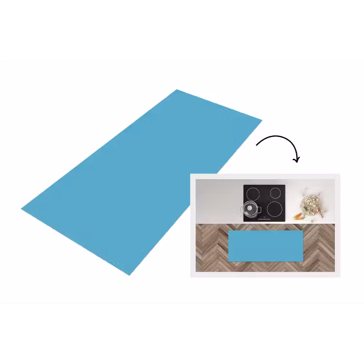 Ocean - Teal - Blauw Keukenloper - keukenmat middel 536 -3d