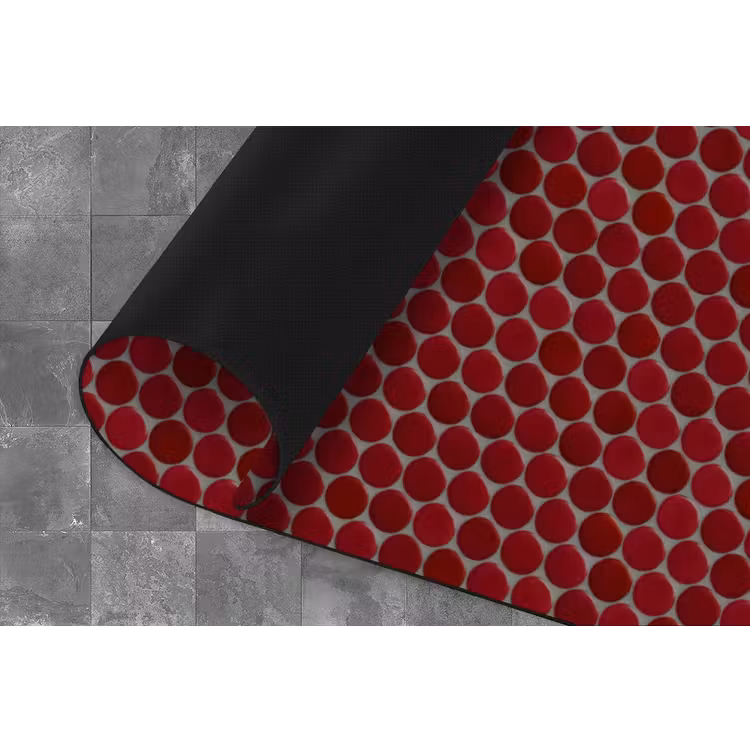 Penny - Mozaïek - Rond - Rood Keukenloper - keukenmat middel 536 -closeup