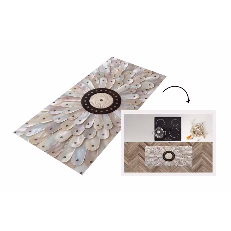 Parelmoer - Patroon - Decoratie - Ambacht - Wit Keukenloper - keukenmat middel -3d