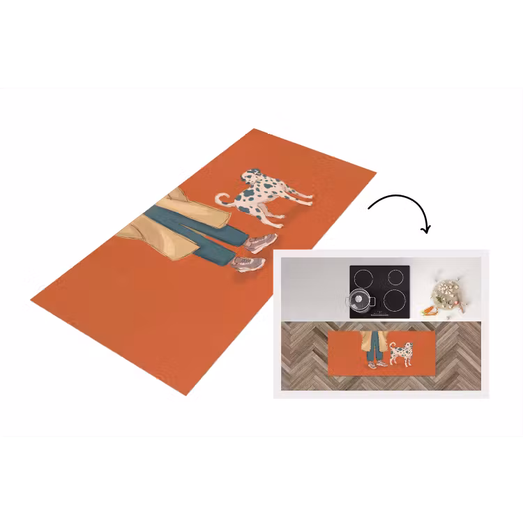 Persoon - Hond - Dieren - Illustratie - Modern Keukenloper - keukenmat middel -3d