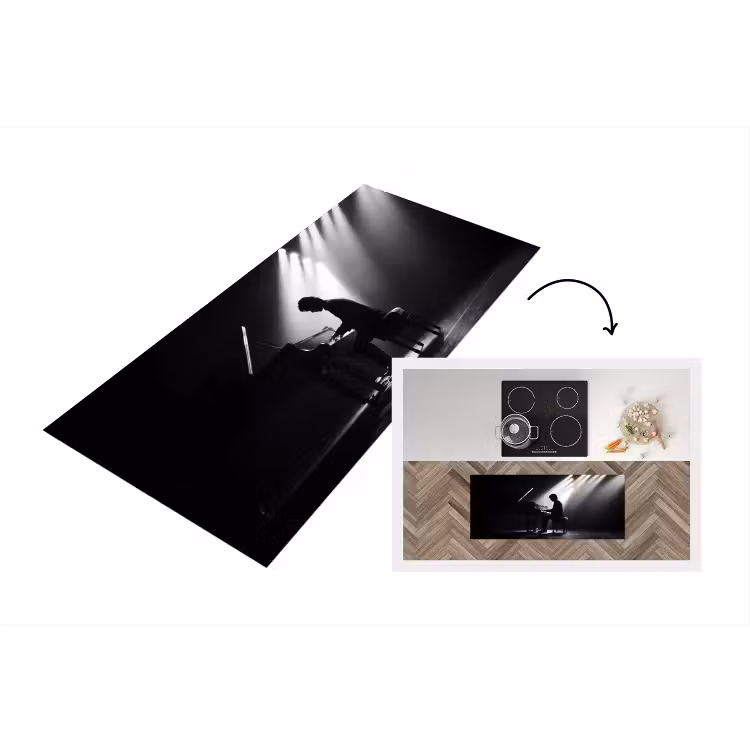 Persoon - Piano - Muziek - Zwart-wit - Podium Keukenloper - keukenmat middel -3d