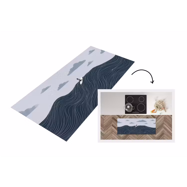 Persoon - Surfen - Oceaan - Natuur - Modern Keukenloper - keukenmat middel -3d