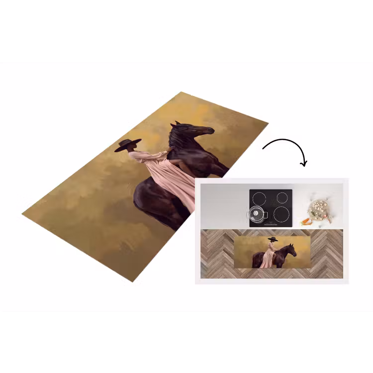 Paard - Klassiek - Oker Keukenloper - keukenmat middel -3d
