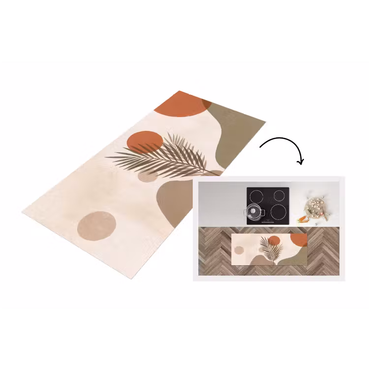 Planten - Bladeren - Abstract - Modern - Beige Keukenloper - keukenmat middel -3d