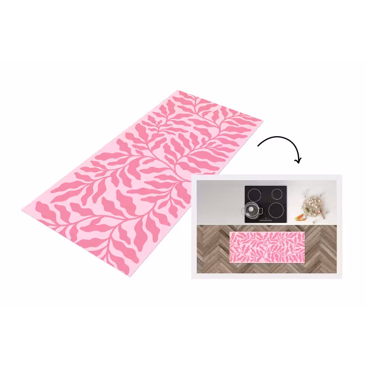 Planten - Organisch - Abstract - Modern - Roze Keukenloper - keukenmat middel -3d