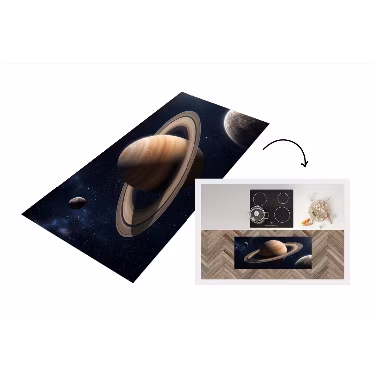 Planeten - Saturnus - Ruimte Keukenloper - keukenmat middel -3d