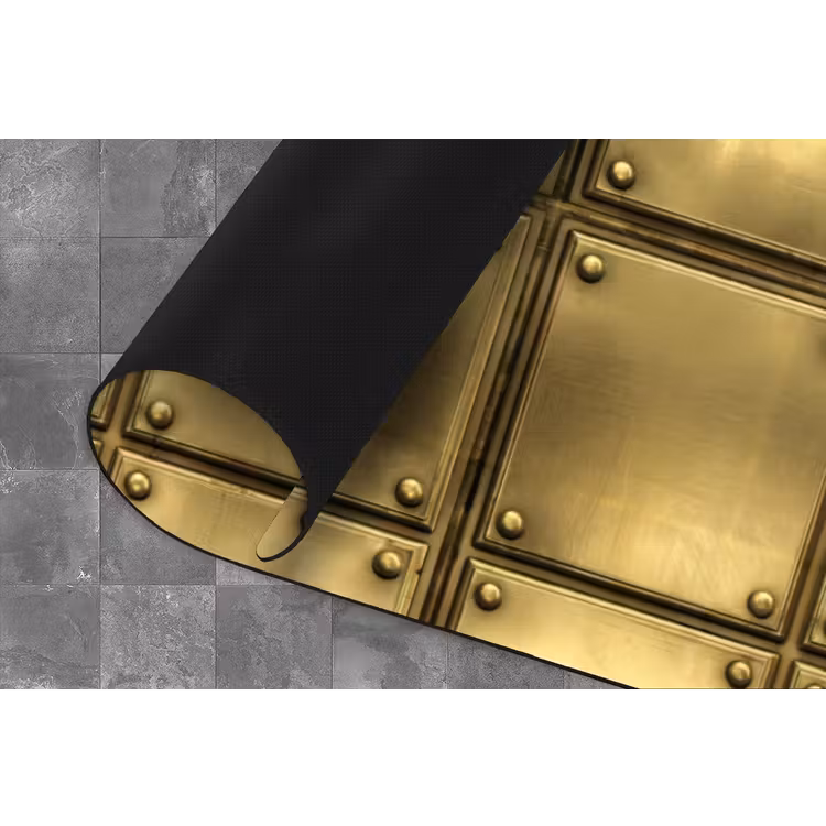 Platen - Industrieel - Stoer - Goud Keukenloper - keukenmat middel 536 -closeup