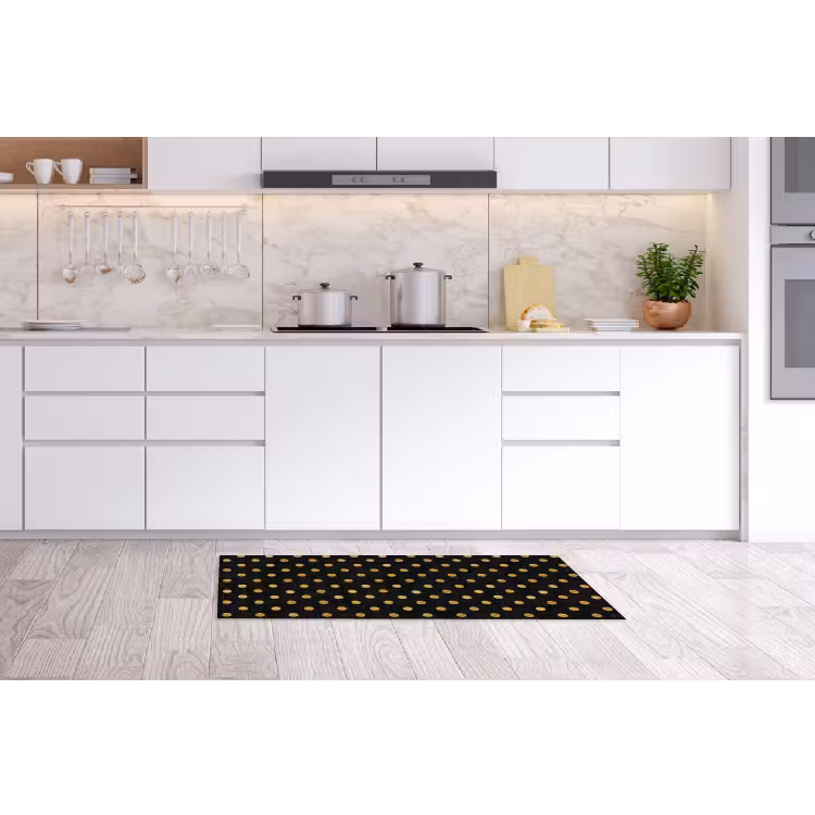 Polka Dot - Stippen - Goud - Zwart Keukenloper - keukenmat middel 536 -sfeer3