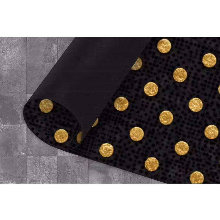 Polka Dot - Stippen - Goud - Zwart Keukenloper - keukenmat middel 536 -closeup