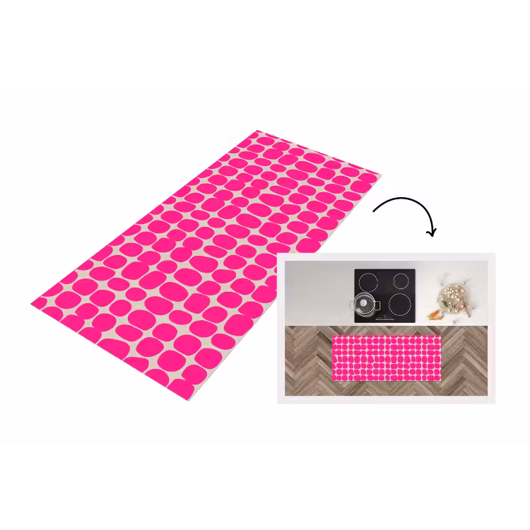 Stippen - Patroon - Roze Keukenloper - keukenmat middel 536 -3d