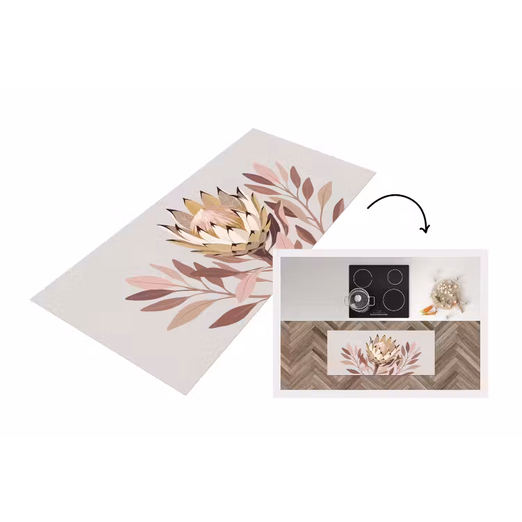 Protea - Bloem - Botanisch - Beige Keukenloper - keukenmat middel -3d