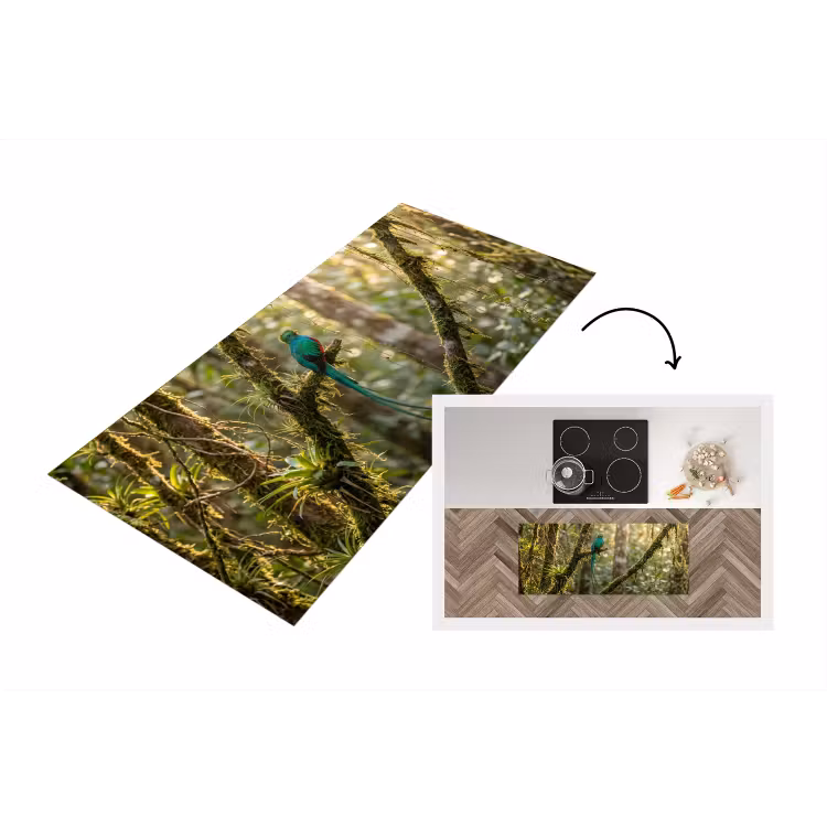 Quetzal - Jungle - Natuur - Groen Keukenloper - keukenmat middel -3d